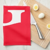 Initiaal Letter Monogram Rood Wit Vlak Eenvoudig Theedoek (Quarter Fold)