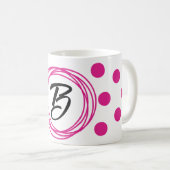 Initiaal Letter Monogram Roze Polka stippen Koffiemok (Voorkant rechts)