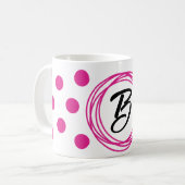 Initiaal Letter Monogram Roze Polka stippen Koffiemok (Voorkant links)