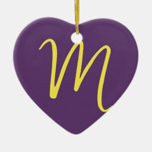 Initiaal Letter Monogram Stijlvol Indigo Geel Keramisch Ornament