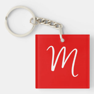 Initiaal Letter Monogram stijlvol rood wit Sleutelhanger