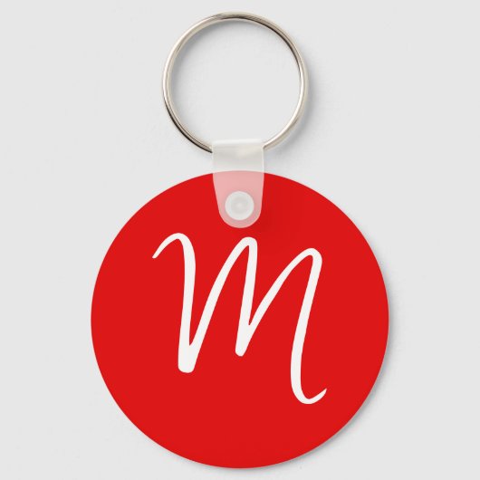 Initiaal Letter Monogram stijlvol rood wit Sleutelhanger (Voorkant)