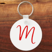 Initiaal Letter Monogram stijlvol rood wit Sleutelhanger (Achterkant)