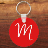 Initiaal Letter Monogram stijlvol rood wit Sleutelhanger (Voorkant)