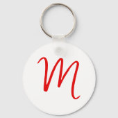 Initiaal Letter Monogram stijlvol rood wit Sleutelhanger (Achterkant)
