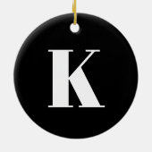 Initiaal Letter Monogram Zwart Wit Inktmarmer Keramisch Ornament (Achterkant)