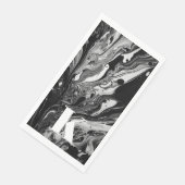 Initiaal Letter Monogram Zwart Wit Inktmarmer Servet (Hoek)