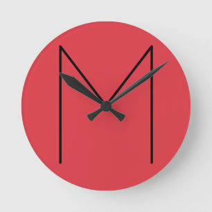 Initiaal Letter Monogramed Modern Minimalist Red Ronde Klok