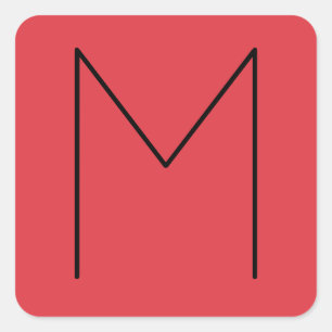 Initiaal Letter Monogramed Modern Minimalist Red Vierkante Sticker