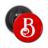 Initiaal Letter Monogramed Red White Classical Button Flesopener (Voorkant)