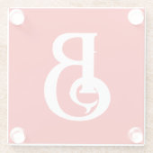 Initiaal Letter Monogramed Red White Classical Glazen Onderzetter (Achterkant)