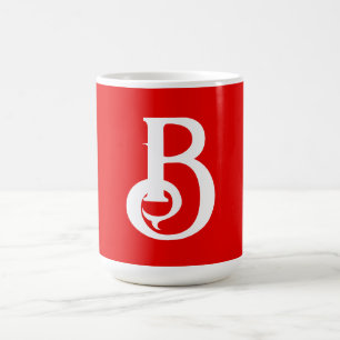 Initiaal Letter Monogramed Red White Classical Koffiemok