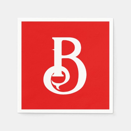 Initiaal Letter Monogramed Red White Classical Servet (Voorkant)