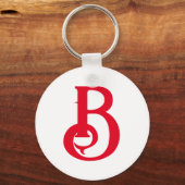 Initiaal Letter Monogramed Red White Classical Sleutelhanger (Achterkant)
