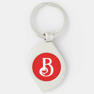 Initiaal Letter Monogramed Red White Classical Sleutelhanger