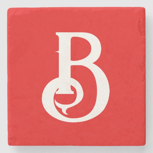 Initiaal Letter Monogramed Red White Classical Stenen Onderzetter (Voorkant)