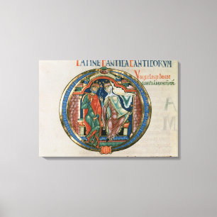Initiaal letter 'O' Osculatur, ik kus Canvas Afdruk