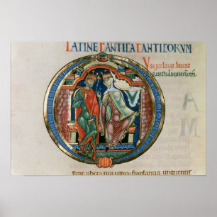 Initiaal letter 'O' Osculatur, ik kus Poster