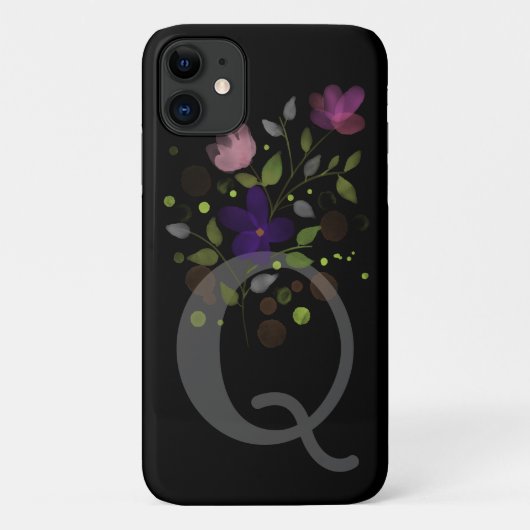 Initiaal Letter Q Plus Floral Design Case-Mate iPhone Case (Achterkant)