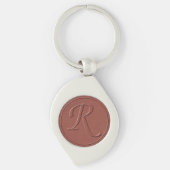 Initiaal Letter R Faux Ingegreineerd leder afdrukk Sleutelhanger (Voorkant)