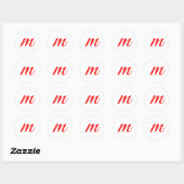 Initiaal letter red monogram professioneel modern ronde sticker (Vel)