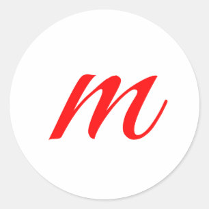 Initiaal letter red monogram professioneel modern ronde sticker