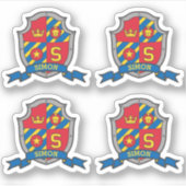 Initiaal letter S aangepaste naam Simon lion crest Sticker (Voorkant)