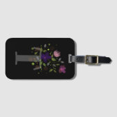 Initiaal Letter T Plus Floral Design Bagagelabel (Voorkant (horizontaal))