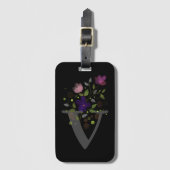 Initiaal Letter V Plus Floral Design Bagagelabel (Voorkant (verticaal))