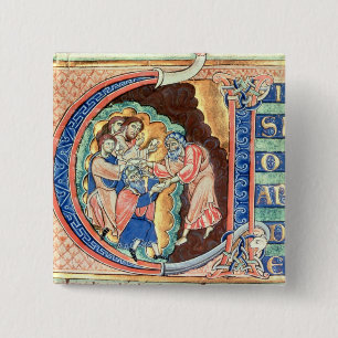 Initiaal Letter 'V' Visio Abdie Vierkante Button 5,1 Cm