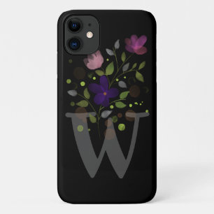 Initiaal Letter W Plus Floral Design iPhone 11 Hoesje
