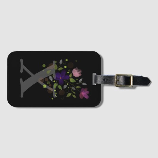 Initiaal Letter X Plus Floral Design Bagagelabel (Voorkant (horizontaal))