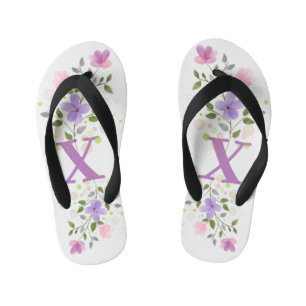 Initiaal Letter X Plus Floral Design Kinder Teenslippers