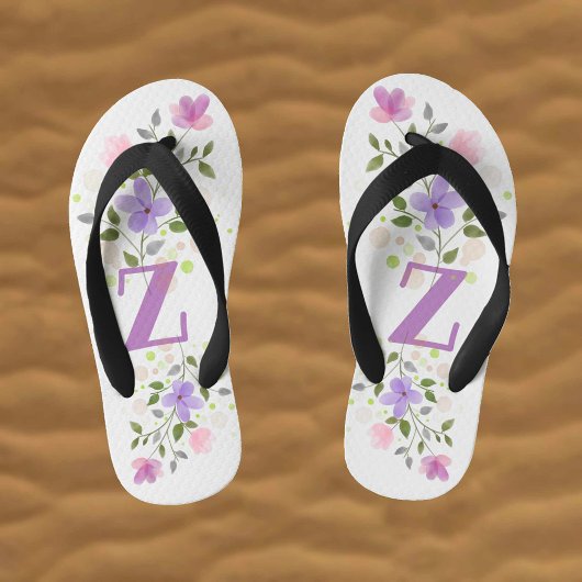 Initiaal Letter Z Plus Floral Design Kinder Teenslippers