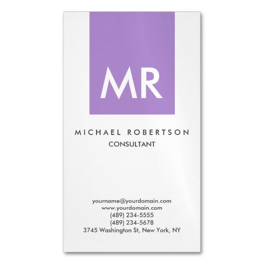 Initiaal Letters Monogram Elegant Unique Magnetisch Visitekaartje (Voorkant Verticaal)