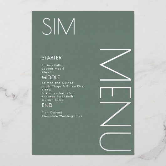 Initiaal Logo Weddenschap geperste Silver Menu-kaa Folie Uitnodiging (Voorkant)