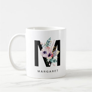 Initiaal "M" Alphabet Mok Monogram Boho Waterverf