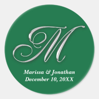 Initiaal M Groen monogram douanenaam gunstiger zeg Ronde Sticker