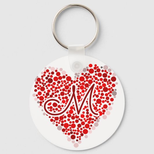 Initiaal M Heart Sleutelhanger (Voorkant)