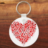 Initiaal M Heart Sleutelhanger (Voorkant)