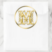 Initiaal M Ronde Sticker in Goud (Tas)