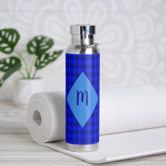 Initiaal met blauwe diamanten waterfles (Yoga)