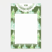 Initiaal met kersthand met waterkleurige bomen post-it® notes (Voorkant)