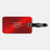 Initiaal met rood geborsteld metallisch monogram bagagelabel (Achterkant horizontaal)