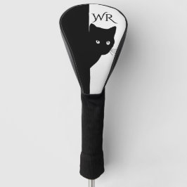 Initiaal met zacht zwart kat golfheadcover