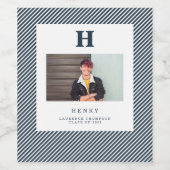 initiaal modern monogram fotoblauw wijnetiket wijn etiket (Enkel label)