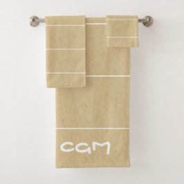 Initiaal moderne stijl rustieke houten achtergrond bad handdoek