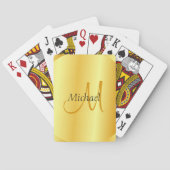 Initiaal Monogram Aangepaste Elegant Gold Sjabloon Pokerkaarten (Achterkant)
