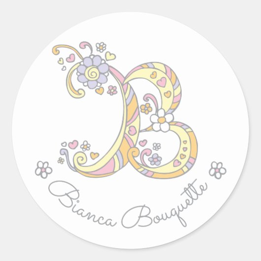 Initiaal monogram B aangepaste naam id naam sticke Ronde Sticker (Voorkant)