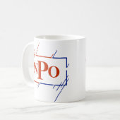 Initiaal Monogram bruin blauw Slagen M N O P Koffiemok (Voorkant links)